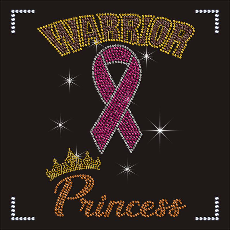 Custom Women's Rhinestone T Shirt Bling Pink Ribbon Design Transfer