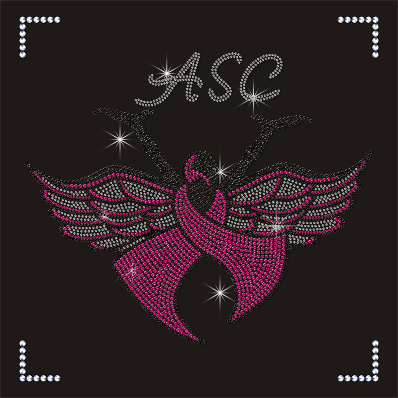 Best Pink Ribbon and Wings Rhinestone Transfer for T-shirt