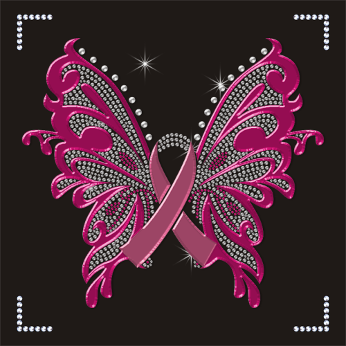 Bling Butterfly Motifs Pink Ribbon Rhinestone Transfer with Good Price