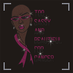 Wholesale Custom Pink Ribbon Lady Design Rhinestone Transfer Motif