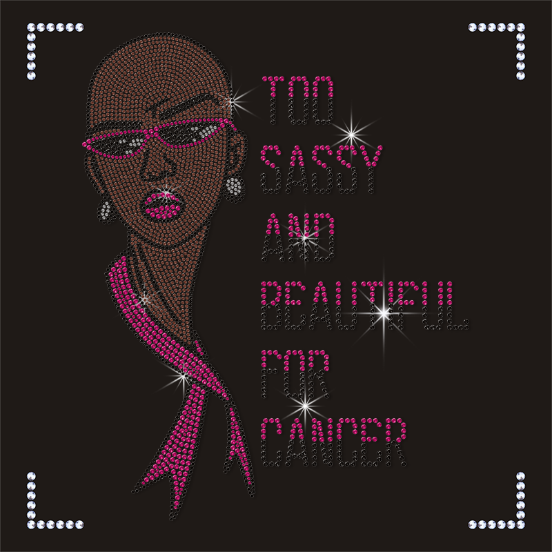 Wholesale Custom Pink Ribbon Lady Design Rhinestone Transfer Motif
