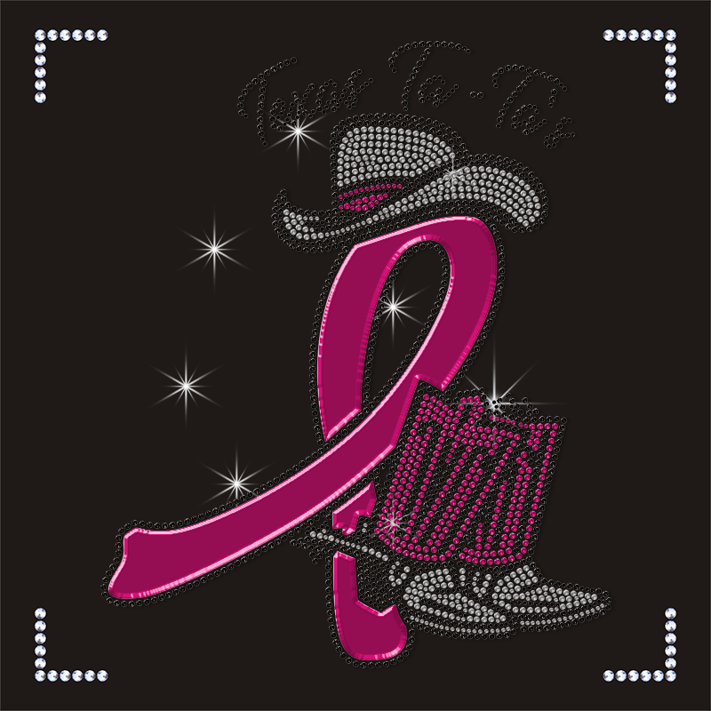 Hot Sale Pink Ribbon and Boots Design Crystal Rhinestone Transfer