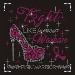 Women Crystal Motif Pink Ribbon Highheel Rhinestone Transfer for T-shirt