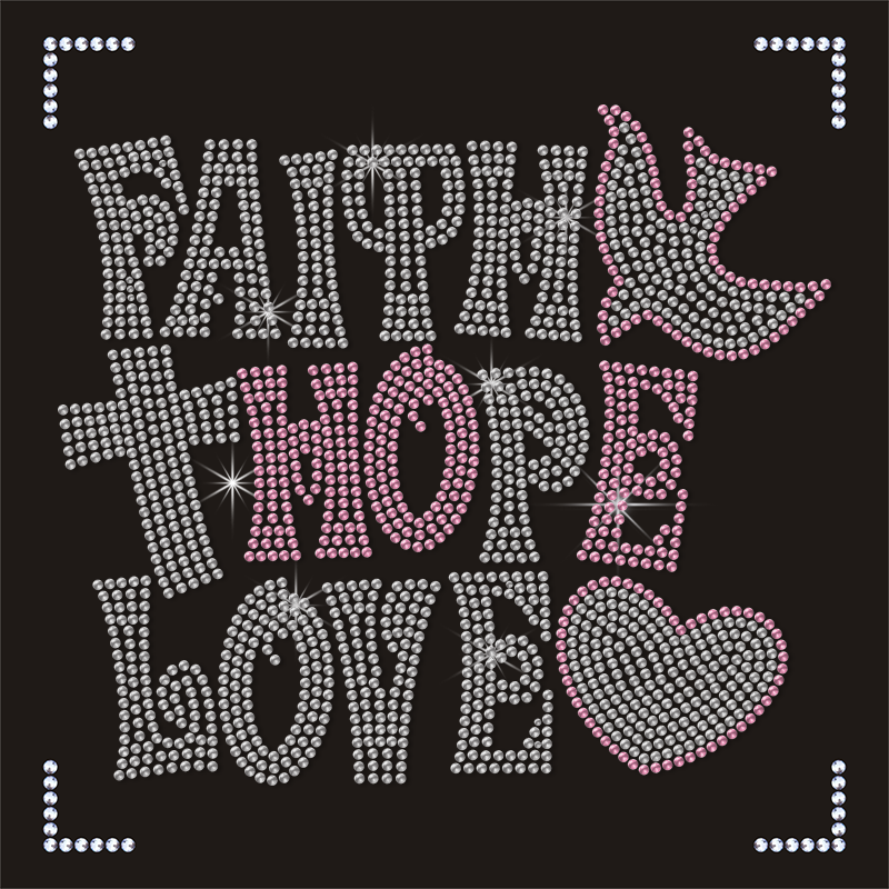 Free Sample Pink Ribbon Rhinestone Transfer for T-shirts