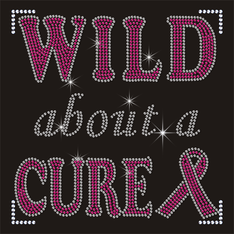 Pink Ribbon Heat Transfer Cure Design Hotfix Rhinestone Motif