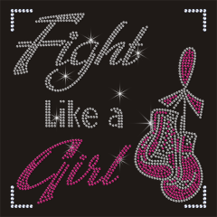 Pink Robbon Template Pattern Rhinestone Transfer for Girls' T-shirts