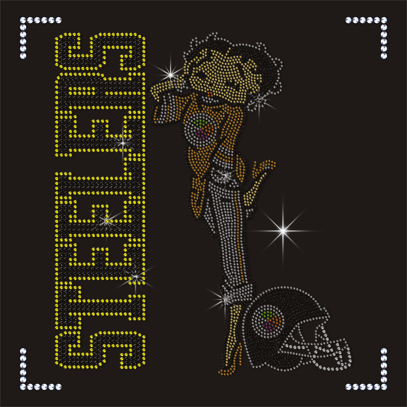 Wholesale Luxury Steelers Betty Design Rhinestone Transfer for T-shirts