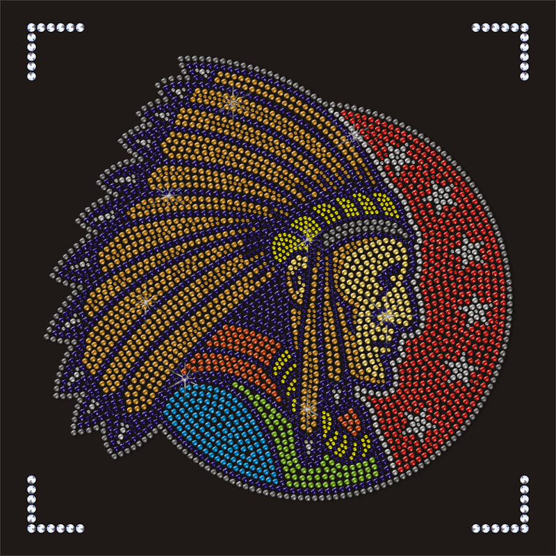 Custom Indian Design Rhinestone Iron on Transfer for T Shirt