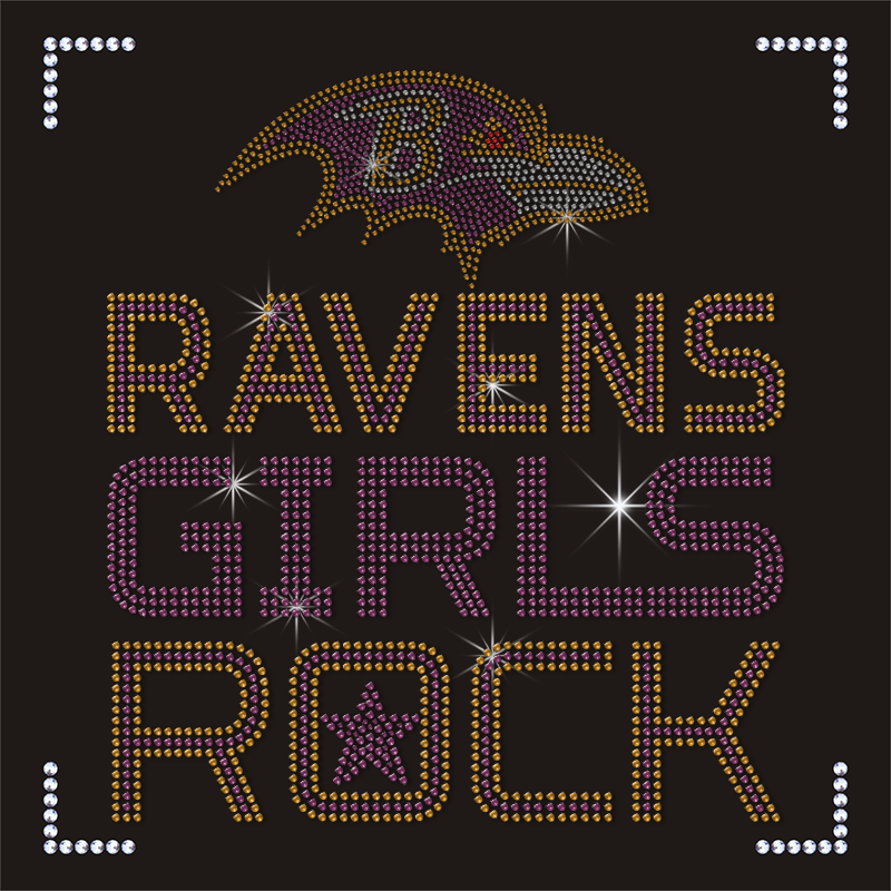 Wholesale Custom Ravens Team Logo Hotfix Rhinestone Transfers
