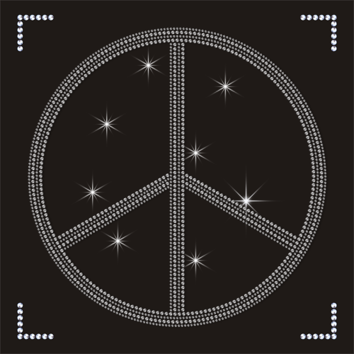 Wholesale Custom Peace Logo Colorful Rhinestone Transfers