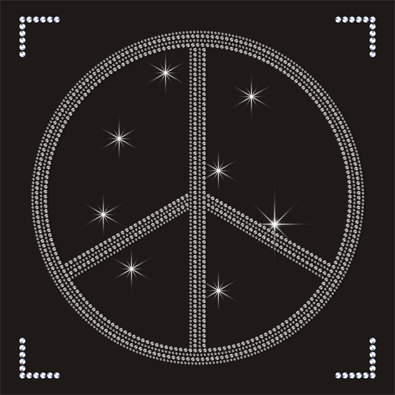Wholesale Custom Peace Logo Colorful Rhinestone Transfers