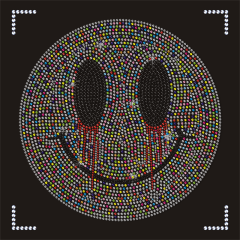 Wholesale Mens Tee Shirt Decals Colorful Smily Face Rhinestone Transfers