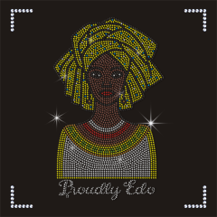 Wholesale Women Design Motif Afro Girl Rhinestone Transfer For T-shirt