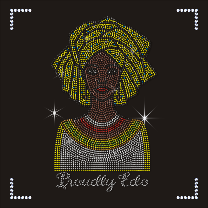 Wholesale Women Design Motif Afro Girl Rhinestone Transfer For T-shirt