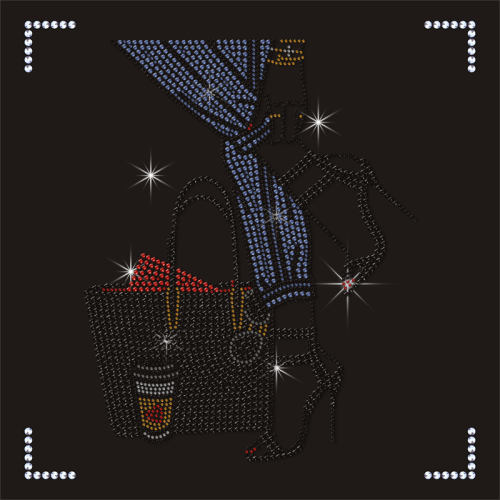 Hotfix Highheel Design Motif Custom Lady Rhinestone Heat Transfer for T-shirts