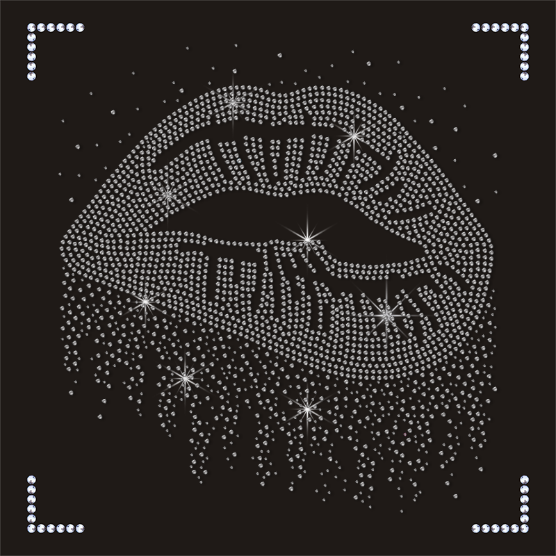 Hot Sale Sparkle Lips Design Rhinestone Motif Crystal Transfer