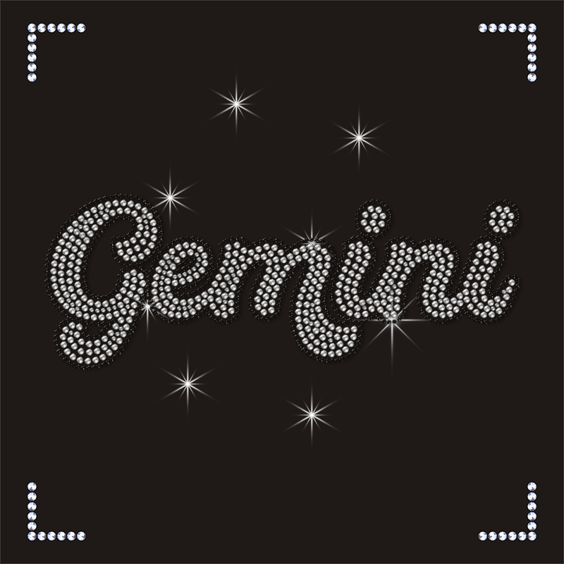 Custom Twelve Constellations Gemini Design Rhinestone Transfers