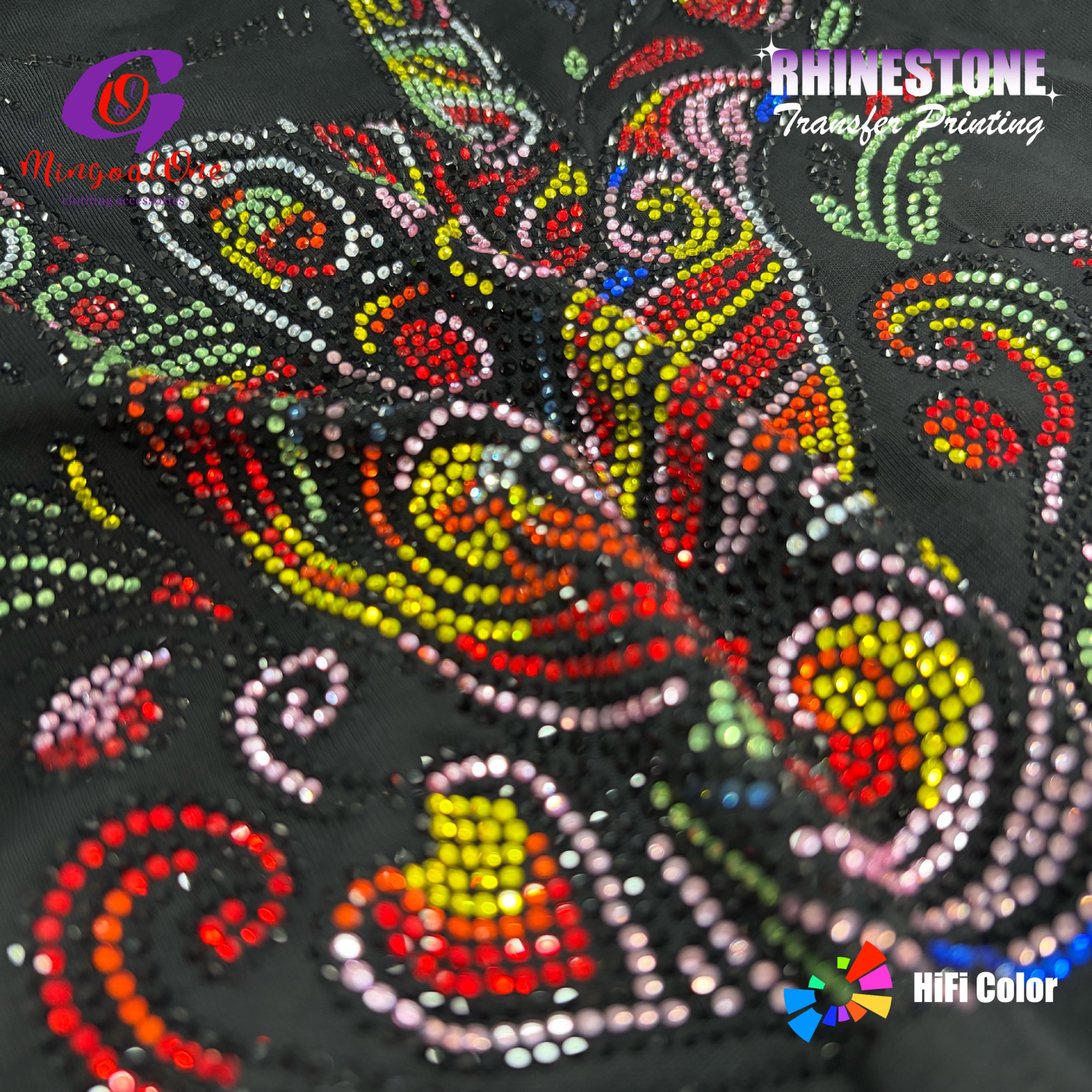 3D Stereo Custom Brand Logo Rhinestone Transfer High Adhesive Hotfix Iron on Patch for Streetwear
