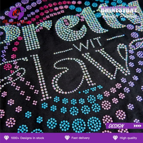 3D Stereo Custom Brand Logo Rhinestone Transfer High Adhesive Hotfix Iron on Patch for Streetwear