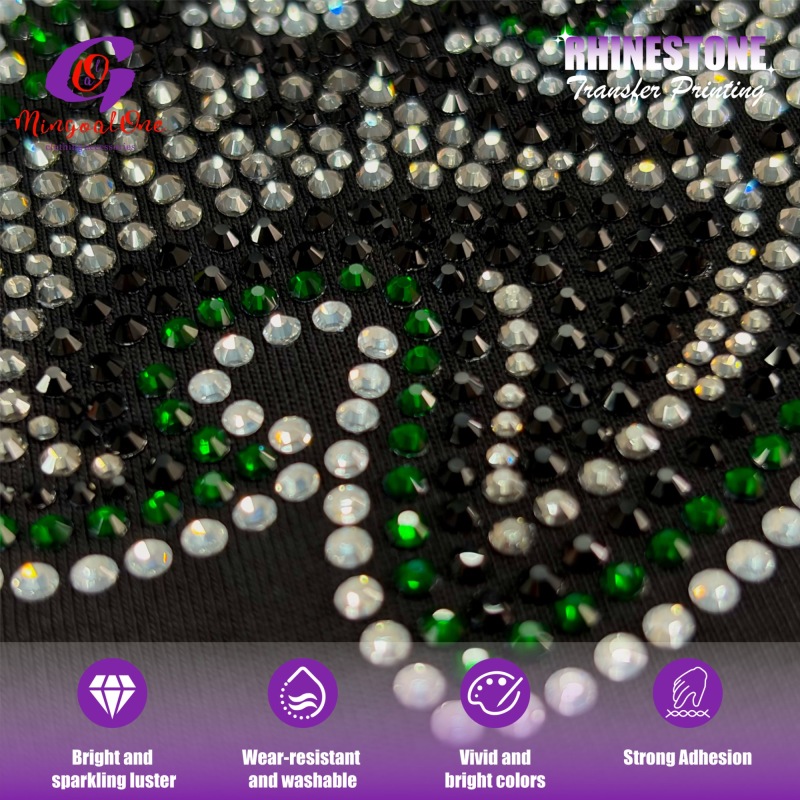 Low MOQ Washable AB Crystal Custom Logo Hotfix Rhinestone Transfer Iron on Motif for Cheer Uniform T-shirt