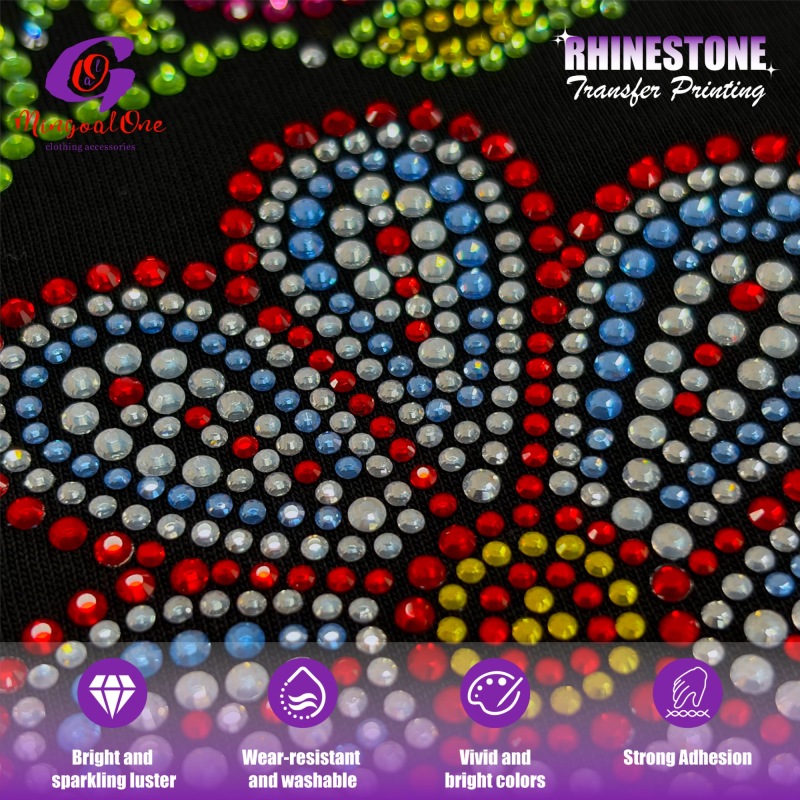 3D Stereo Custom Brand Logo Rhinestone Transfer High Adhesive Hotfix Iron on Patch for Streetwear