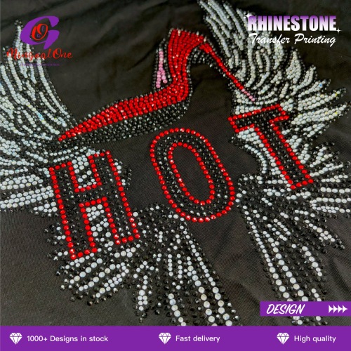 Trendy Custom Figure Rhinestone Heat Transfer Hotfix Bling Pattern Iron on Patch for Streetwear