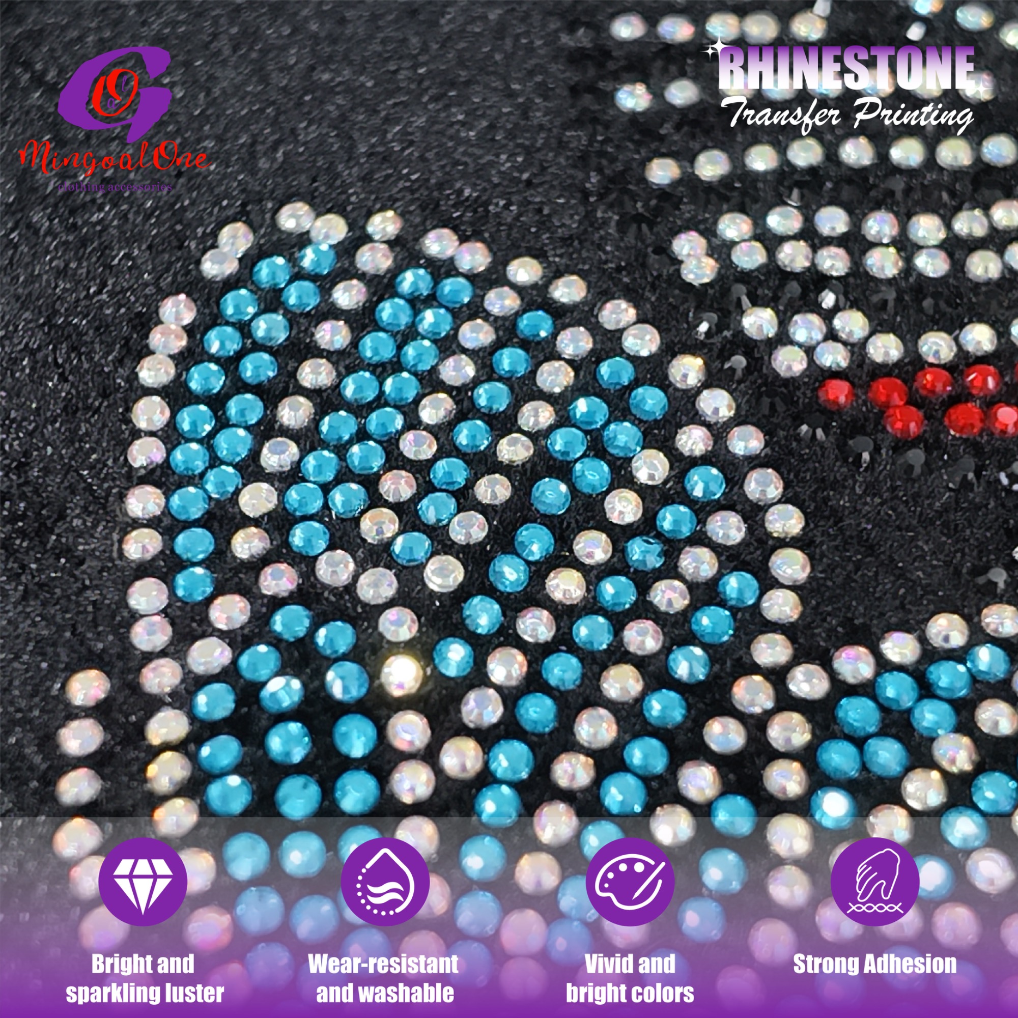 Bulk Supply Custom Rhinestone Motif Heavy Wash Resistant Crystal Hot Fix Transfer for Hoodies Jeans Shoes