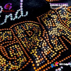 Low MOQ Washable AB Crystal Custom Logo Hotfix Rhinestone Transfer Iron on Motif for Cheer Uniform T-shirt