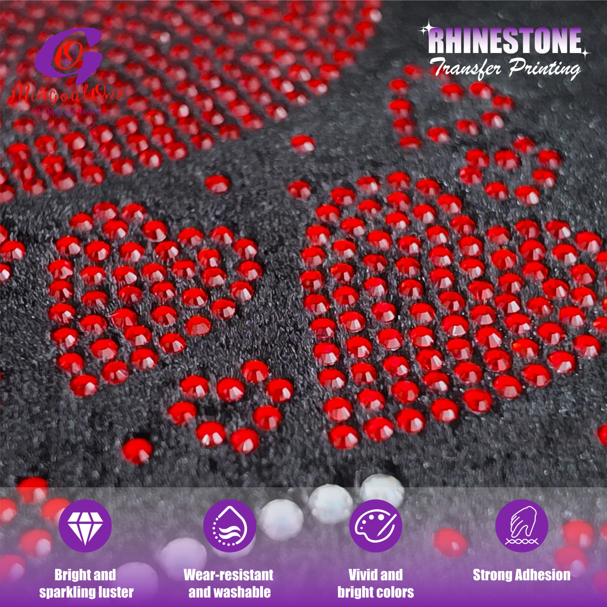 Bulk Supply Custom Rhinestone Motif Heavy Wash Resistant Crystal Hot Fix Transfer for Hoodies Jeans Shoes