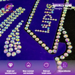 Rainbow Aurora AB Rhinestone Hotfix Transfer Iridescent Crystal Stones Multi-color Refraction Custom Iron on Patch