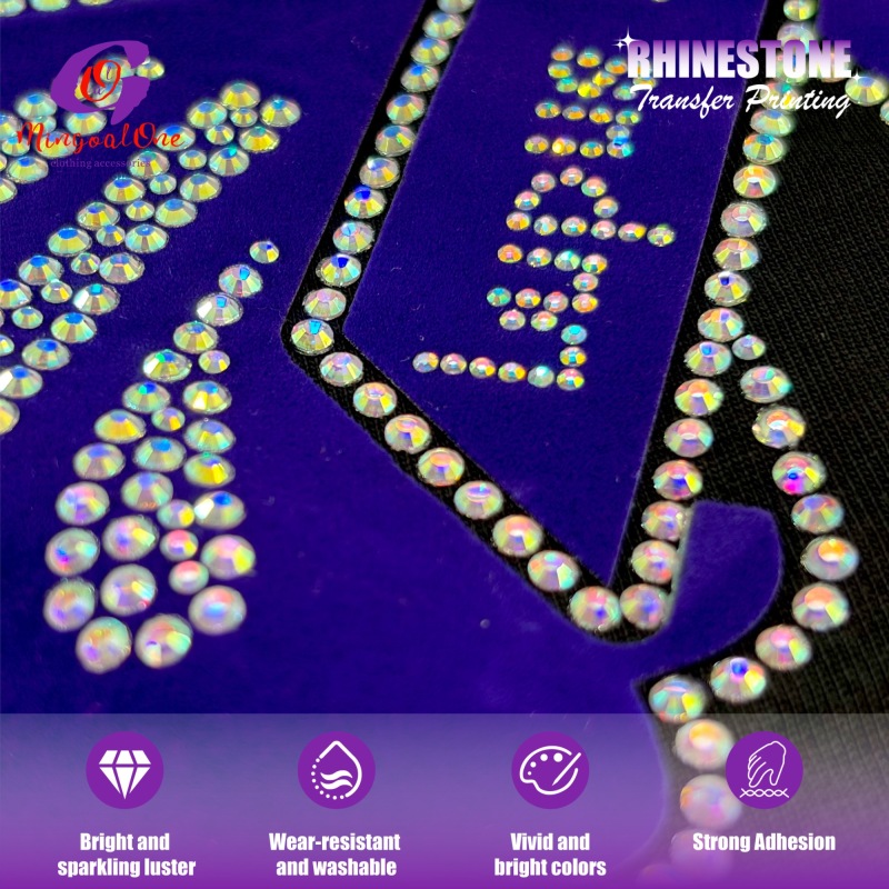Rainbow Aurora AB Rhinestone Hotfix Transfer Iridescent Crystal Stones Multi-color Refraction Custom Iron on Patch