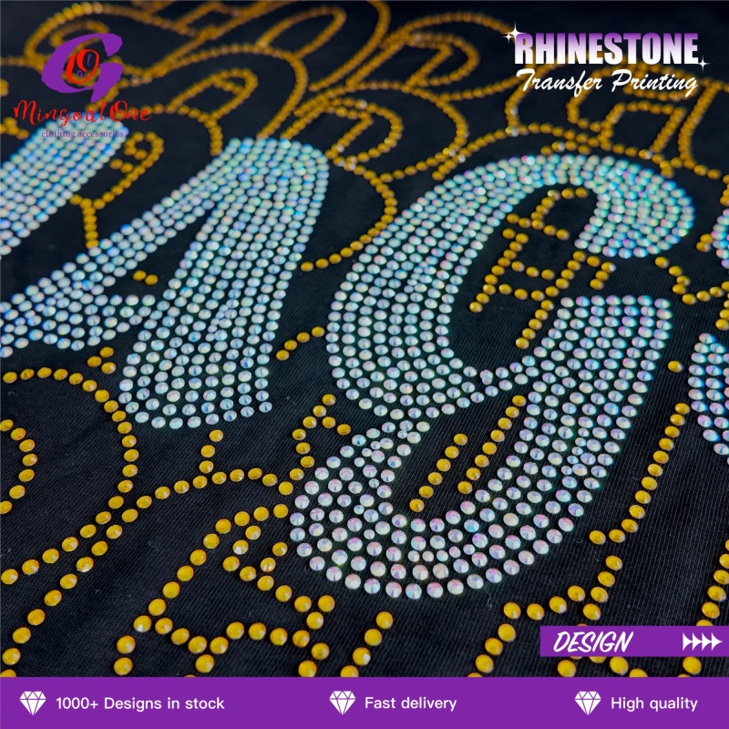 Eco-friendly Premium Glass Rhinestone Hotfix Transfer Custom Design High Temperature Resistant Iron on Sticker
