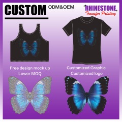 Trendy Custom Figure Rhinestone Heat Transfer Hotfix Bling Pattern Iron on Patch for Streetwear