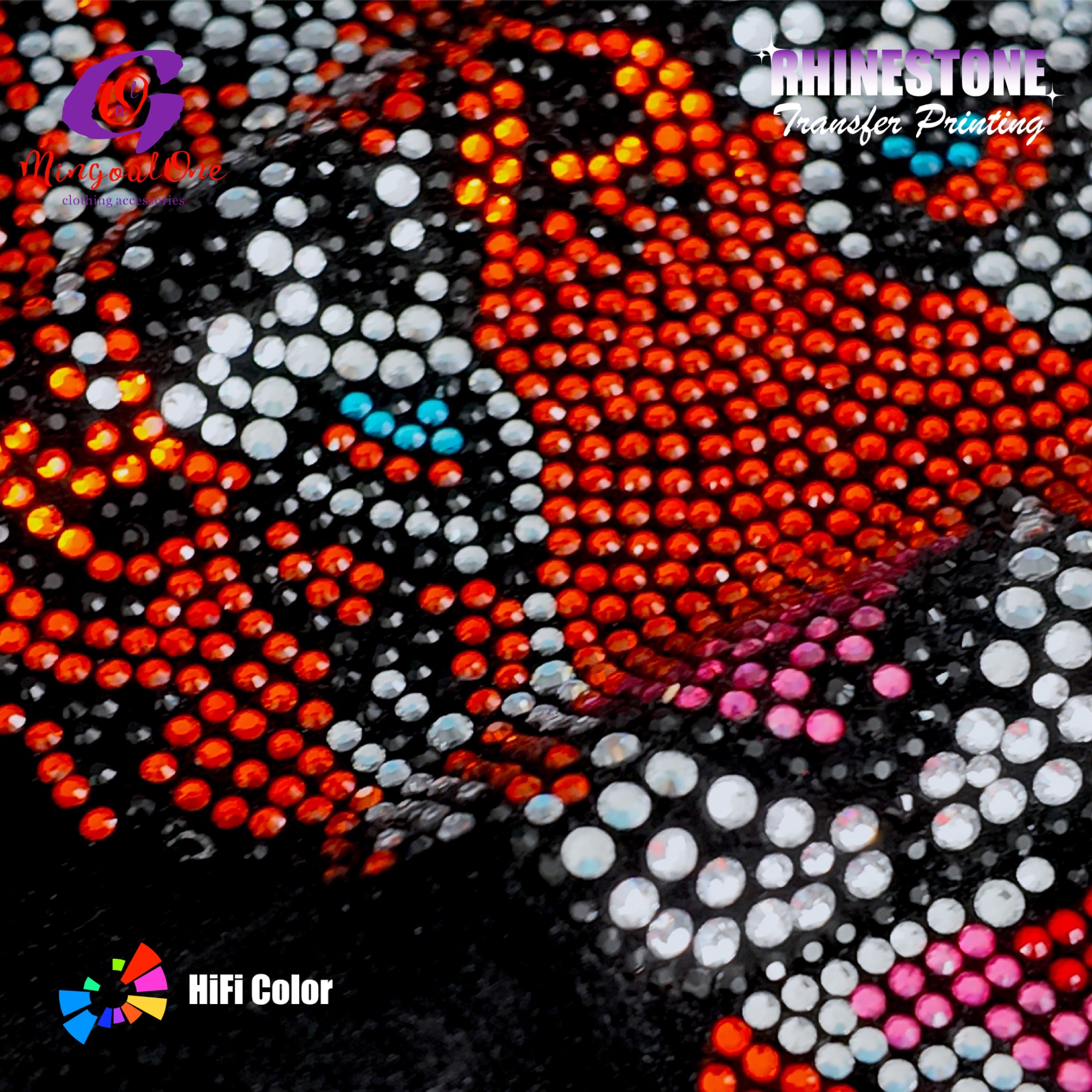 3D Stereo Custom Brand Logo Rhinestone Transfer High Adhesive Hotfix Iron on Patch for Streetwear