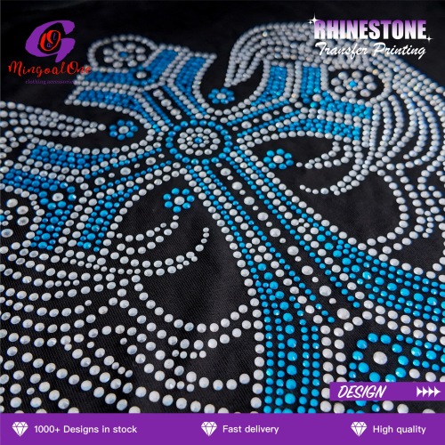 Custom Art Pattern Rhinestone Hotfix Transfer High Gloss Crystal Iron on Patch for Fashion Designer Brand