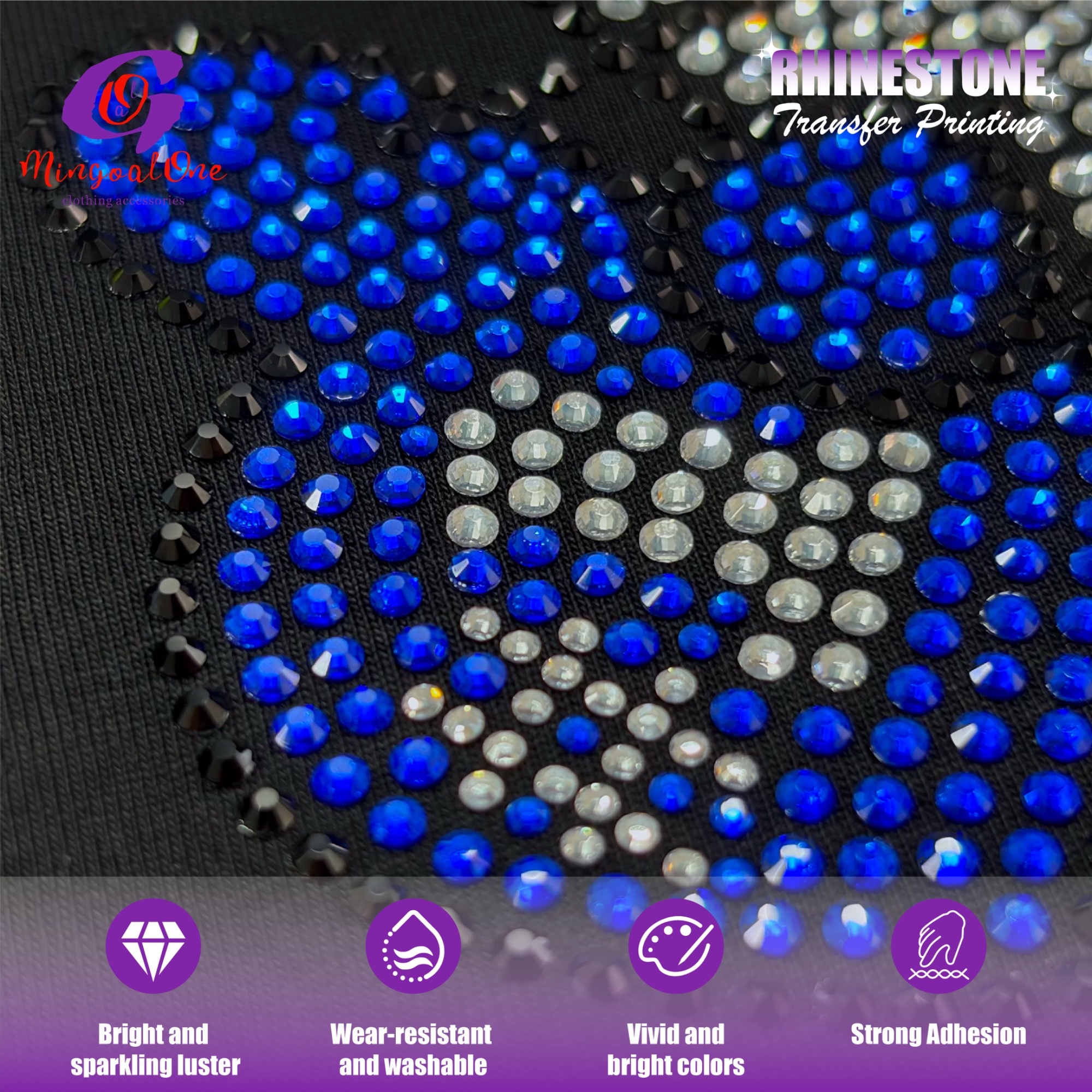 Trendy Custom Figure Rhinestone Heat Transfer Hotfix Bling Pattern Iron on Patch for Streetwear