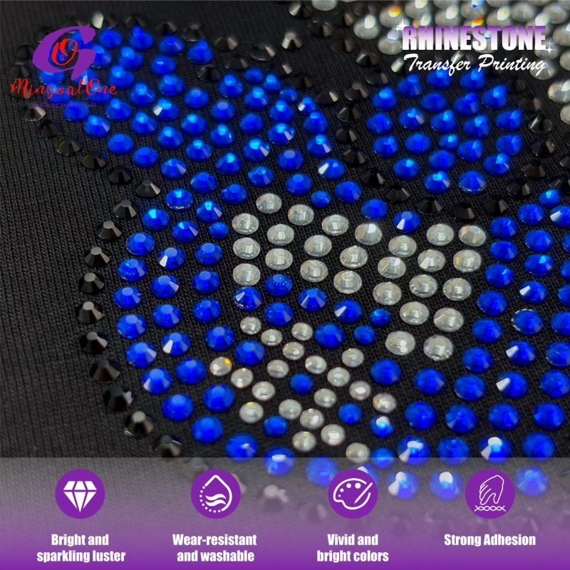 Trendy Custom Figure Rhinestone Heat Transfer Hotfix Bling Pattern Iron on Patch for Streetwear