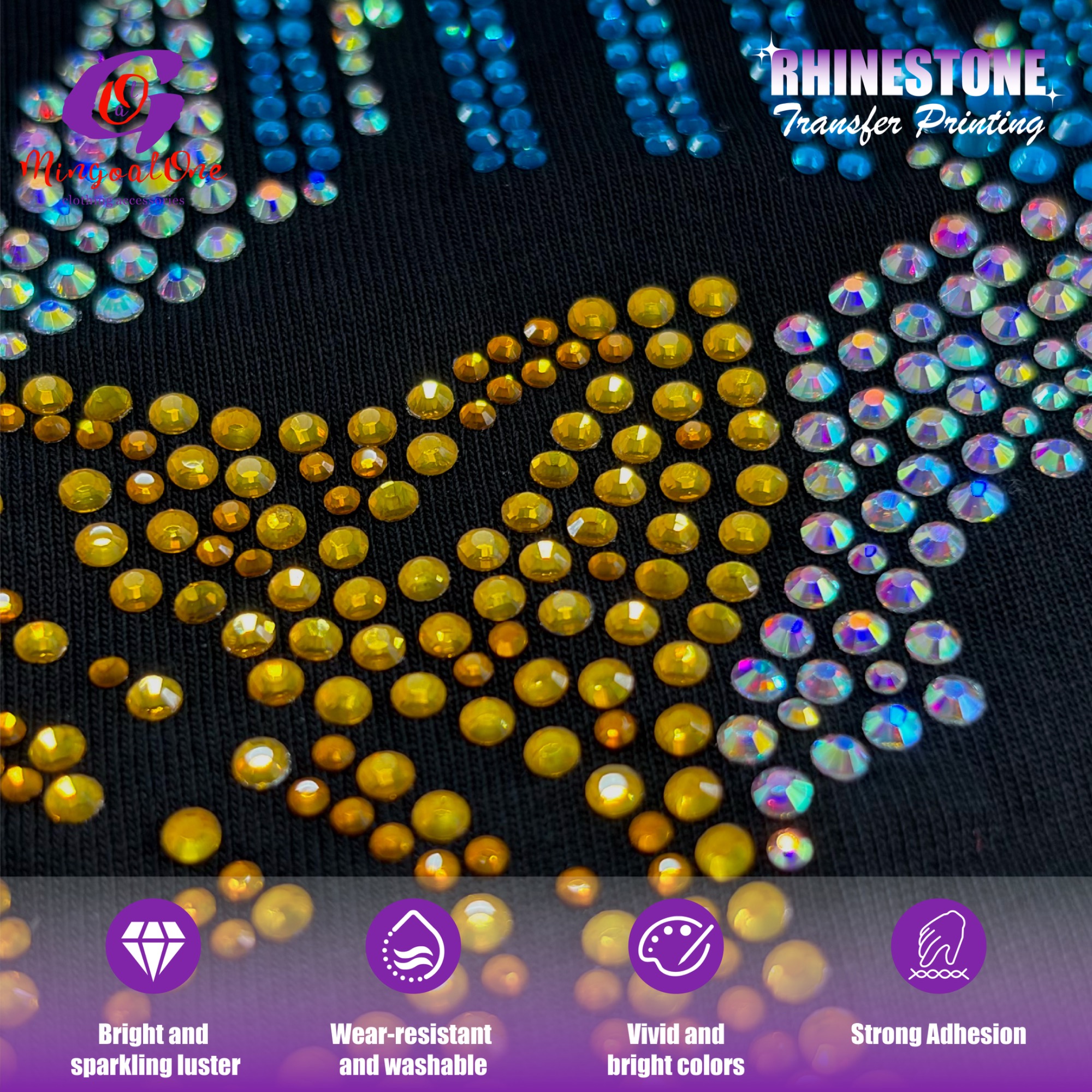 Custom Alphabet Number Bling Rhinestone Heat Transfer Low MOQ Washable Crystal Hot Fix Applique for Brand Garment