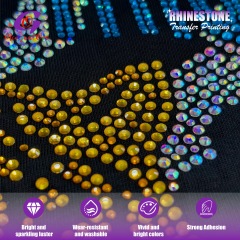 Custom Alphabet Number Bling Rhinestone Heat Transfer Low MOQ Washable Crystal Hot Fix Applique for Brand Garment
