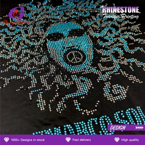 Low MOQ Washable AB Crystal Custom Logo Hotfix Rhinestone Transfer Iron on Motif for Cheer Uniform T-shirt