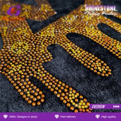 Custom Alphabet Number Bling Rhinestone Heat Transfer Low MOQ Washable Crystal Hot Fix Applique for Brand Garment