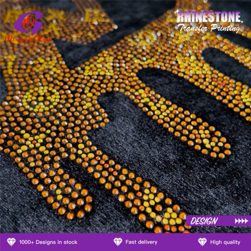 Custom Alphabet Number Bling Rhinestone Heat Transfer Low MOQ Washable Crystal Hot Fix Applique for Brand Garment