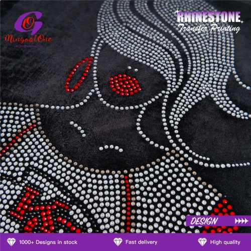 Trendy Custom Figure Rhinestone Heat Transfer Hotfix Bling Pattern Iron on Patch for Streetwear
