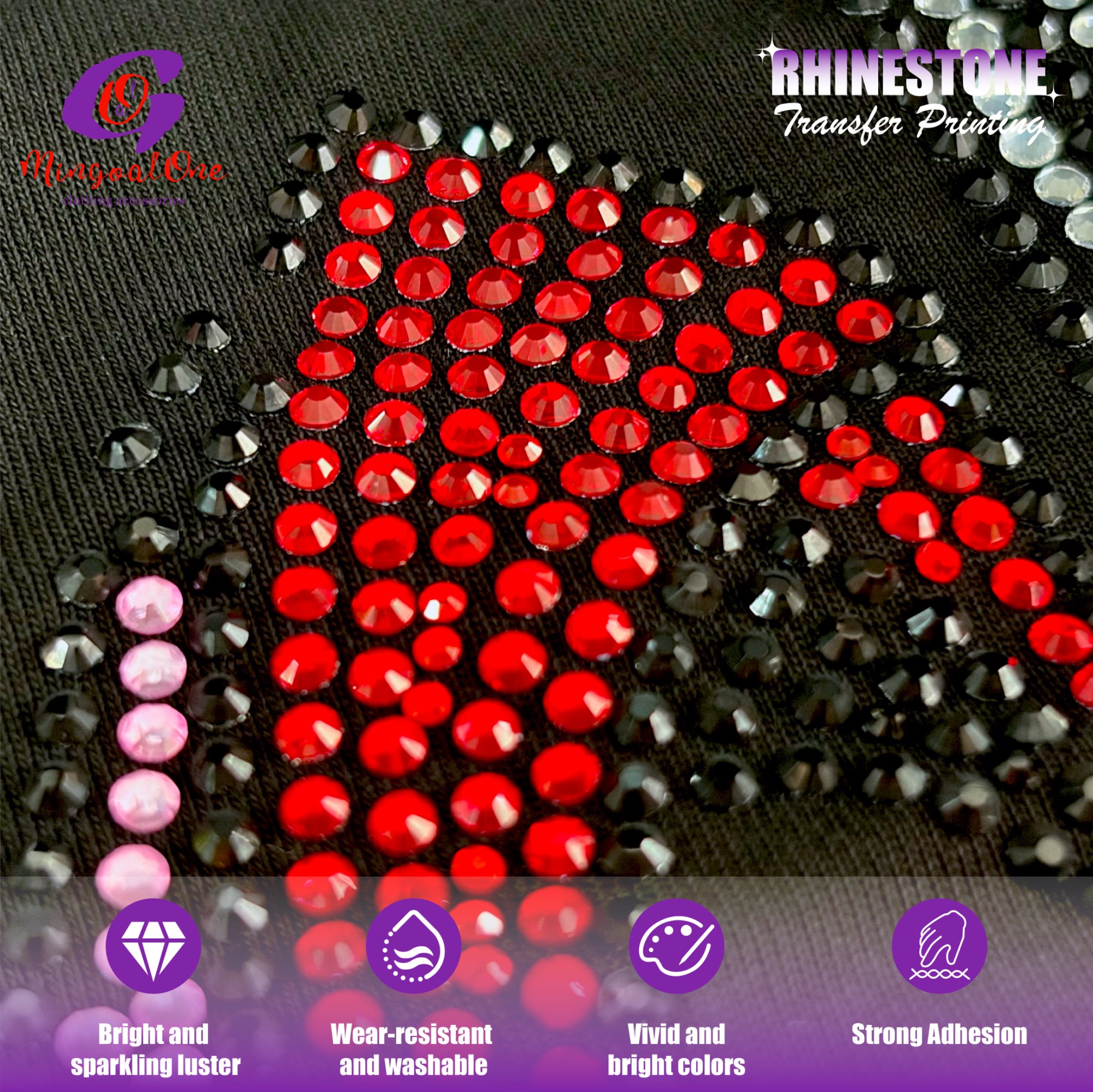 Trendy Custom Figure Rhinestone Heat Transfer Hotfix Bling Pattern Iron on Patch for Streetwear