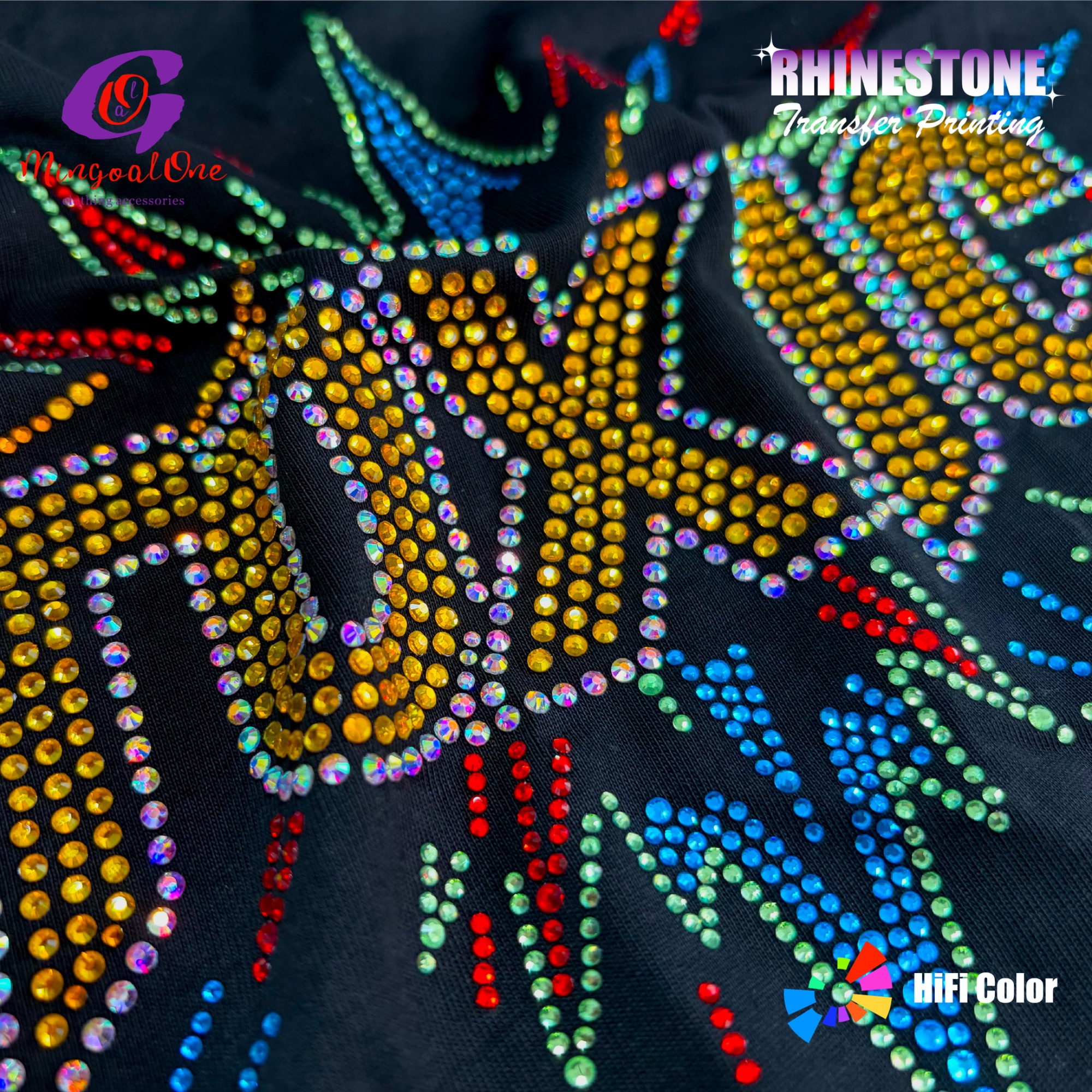 Eco-friendly Premium Glass Rhinestone Hotfix Transfer Custom Design High Temperature Resistant Iron on Sticker