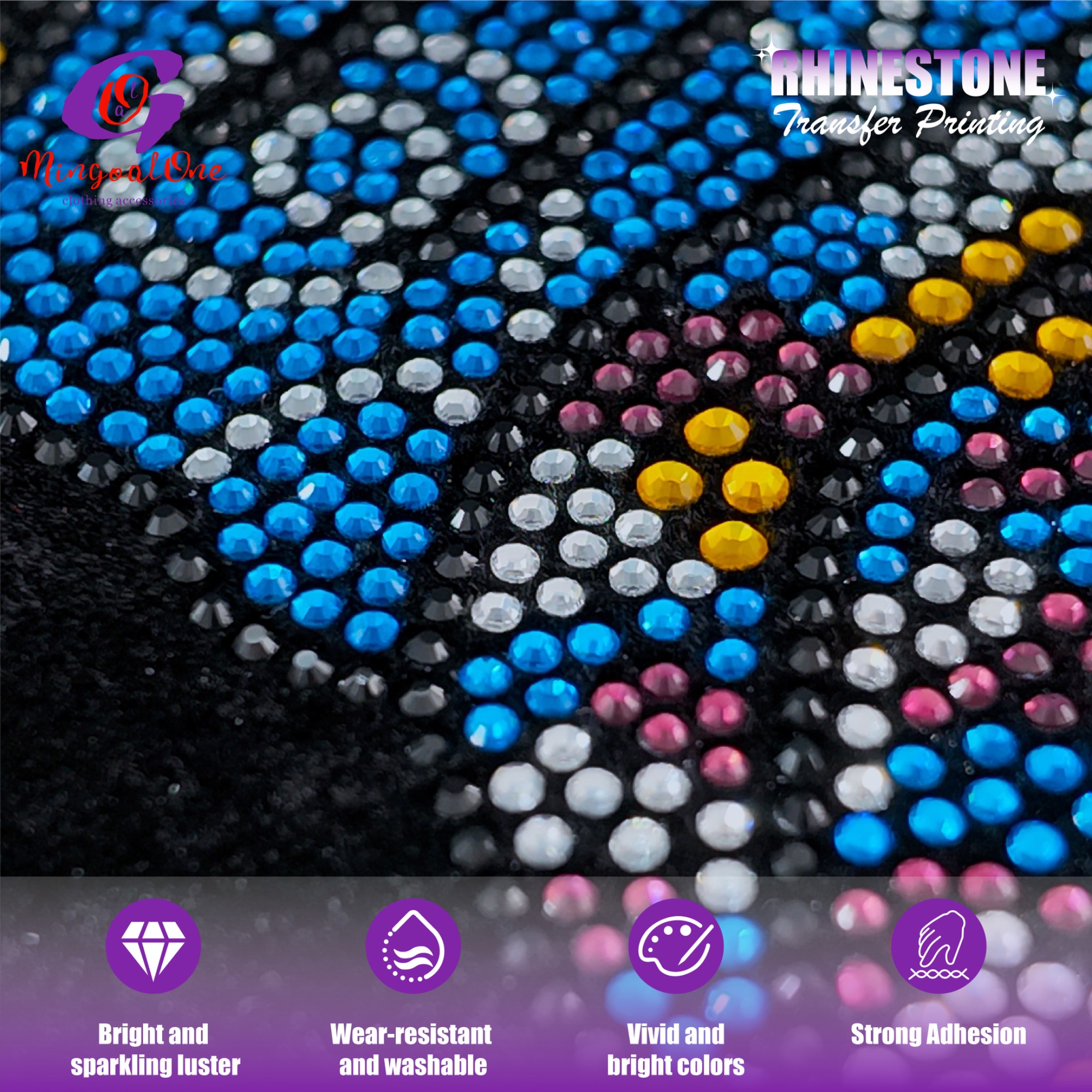 Multi Color AB Aurora Rhinestone Hotfix Transfer Custom Irregular Crystal Iron on Patch for Fashion Apparel