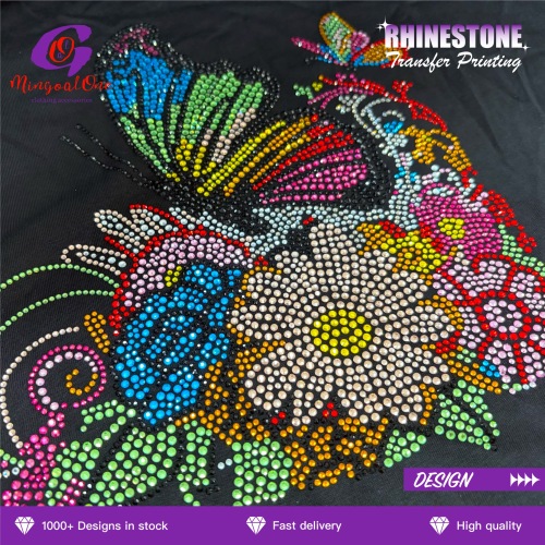 Trendy Custom Figure Rhinestone Heat Transfer Hotfix Bling Pattern Iron on Patch for Streetwear