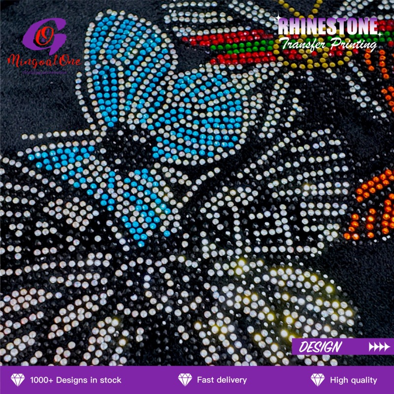 Bulk Supply Custom Rhinestone Motif Heavy Wash Resistant Crystal Hot Fix Transfer for Hoodies Jeans Shoes