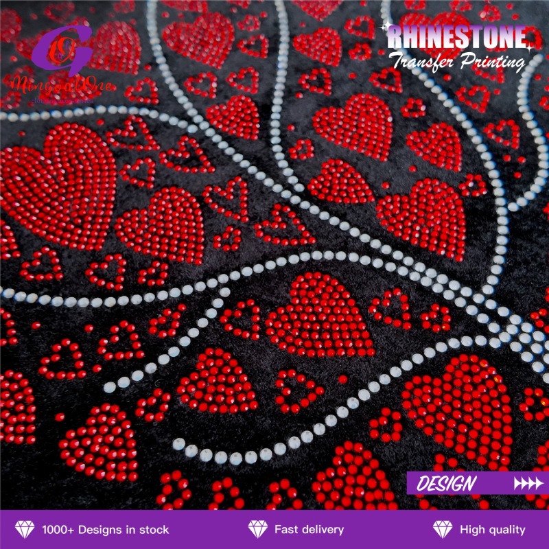 Bulk Supply Custom Rhinestone Motif Heavy Wash Resistant Crystal Hot Fix Transfer for Hoodies Jeans Shoes