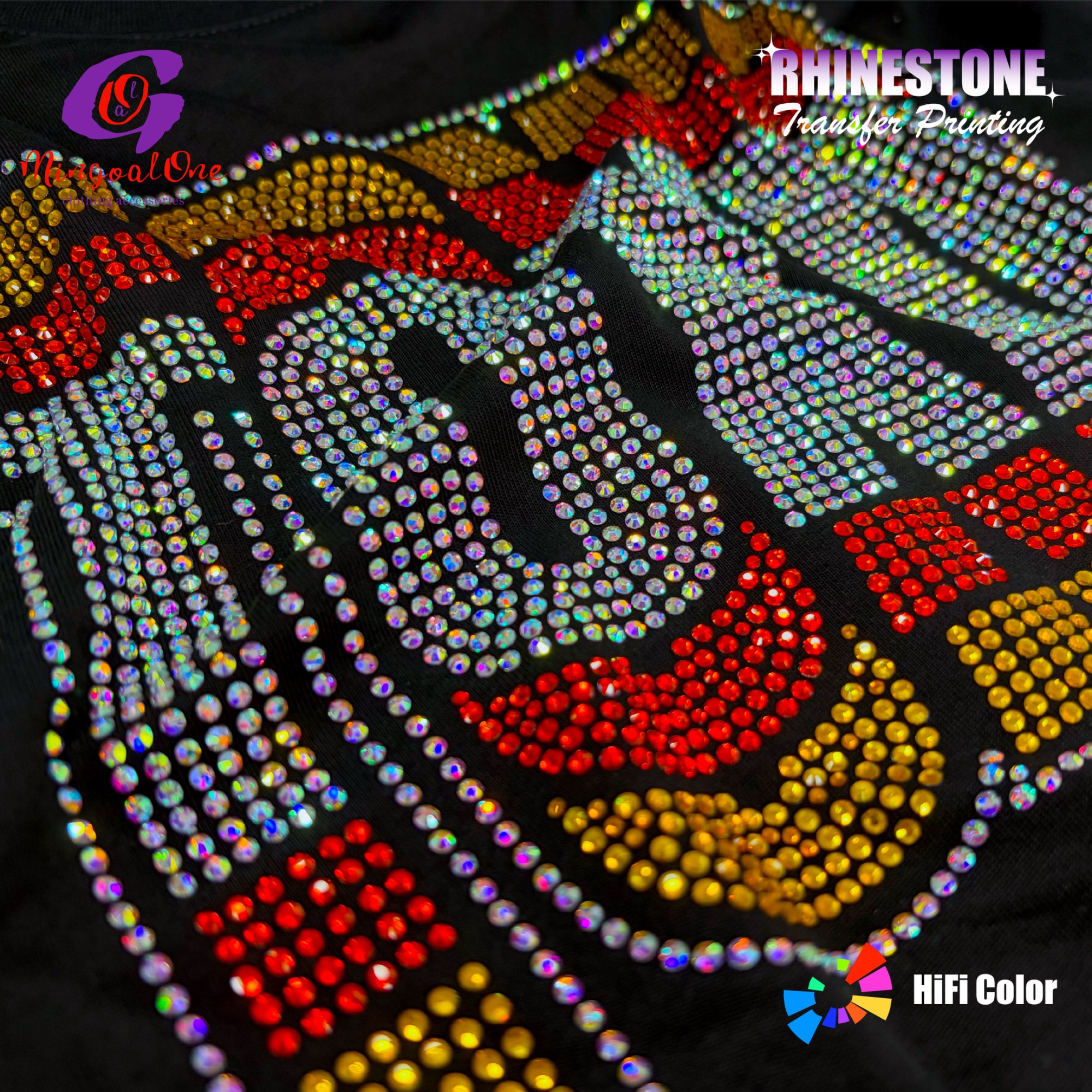 Full Cover Thick Rhinestone Hotfix Transfer Custom 3D Raised Crystal Iron on Decal Long Lasting for Formal Outfits